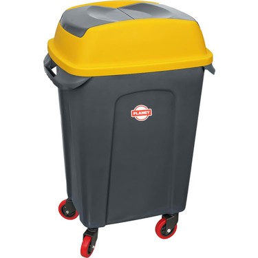 PLANET HİPPO ÇÖP KOVASI TEKERLEKLİ ANTRASİT 70 LT